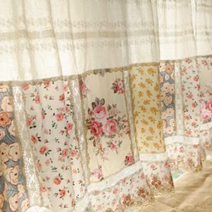 Handcrafted Farmhouse Curtains with Floral Prints & Delicate Lace Trims