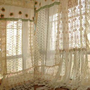 Romantic Crochet Fringe Ivory Curtain Shabby Chic Window Treatment