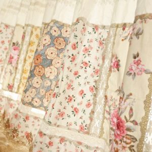 Farmhouse Ivory Cotton Lace Floral Semi-Sheer Curtain