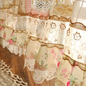 French Country Ivory Floral Cotton Semi-Sheer Curtain