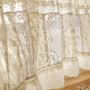 Romantic Semi-Sheer Lace Curtain Shabby Chic Decor