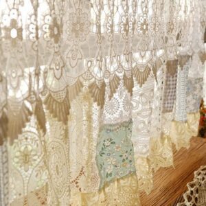 French Cottage Lace Patchwork Valance - Floral & Crochet Soft Light Filter
