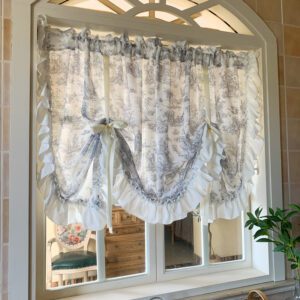 Textured Cotton Print Curtains - Rustic Toile Style