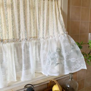 Creamy Cottagecore Floral Curtains - Linen Blend Charm