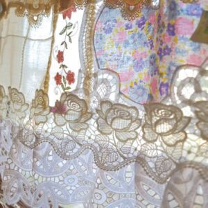 Elegant Semi-Sheer Mixed Lace Floral Embroidery Shabby Chic Window Accent-2