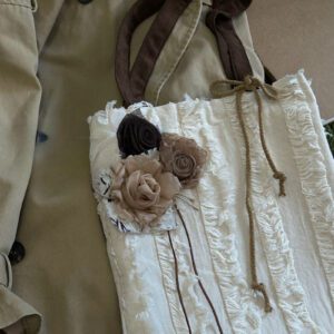 Original Handmade Dried Rose Fabric Shoulder Bag Artistic Style-2