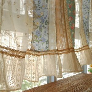 Shabby Chic Floral Patchwork Curtain – Colorful Fabric Vintage Lace Mix – 2