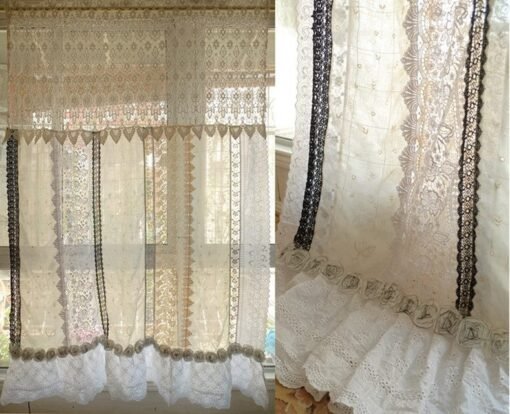 Bohemian Inspired Sheer Lace Curtain French Farmhouse Style
