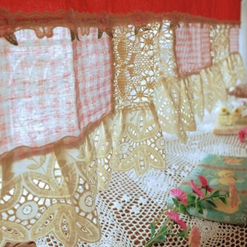 Farmhouse Style Floral Lace Window Treatment
