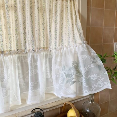 Creamy Cottagecore Floral Curtains - Linen Blend Charm